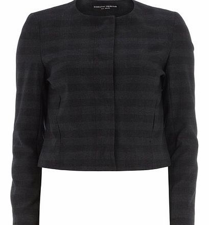 Dorothy Perkins Womens Navy Shadow Check Dome Jacket- Navy