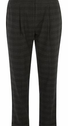 Dorothy Perkins Womens Navy Shadow Check Peg Leg Trousers- Navy