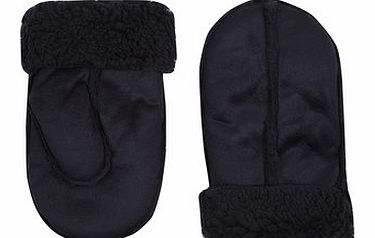 Dorothy Perkins Womens Navy Sherpa Mittens- Navy DP11125030