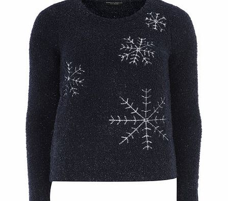 Dorothy Perkins Womens Navy Snowflake Jumper- Blue DP55303430