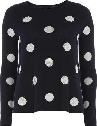 Dorothy Perkins, 1134[^]262015000706133 Womens Navy Sparkle Spot Swing Jumper- Blue