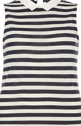 Dorothy Perkins Womens Navy Stripe 2 in 1 Jersey Knit Top- Navy