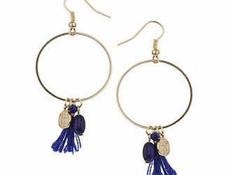 Dorothy Perkins Womens Navy Tassel Hoop Earring- Blue DP49815408