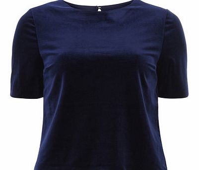 Dorothy Perkins Womens Navy Velvet Tee- Blue DP05470424