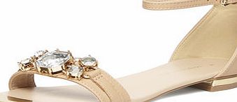 Dorothy Perkins Womens Nude embellished flat sandals- Nude
