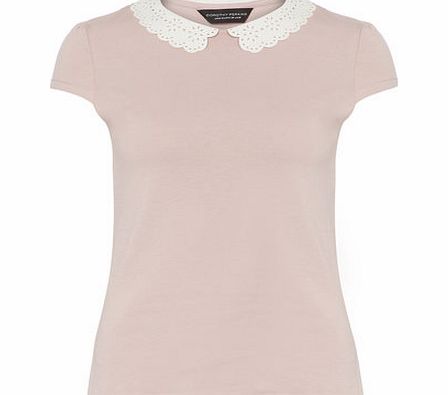 Dorothy Perkins Womens Nude Laser Cut Collar Top- Nude DP56412783
