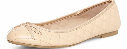 Womens Nude quilted round toe pumps- Nude