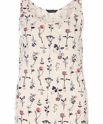 Dorothy Perkins Womens Nude Stem Floral Bling Vest Top- Nude
