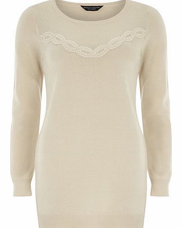 Dorothy Perkins Womens Oat cream lace yoke tunic- Ivory DP55144700