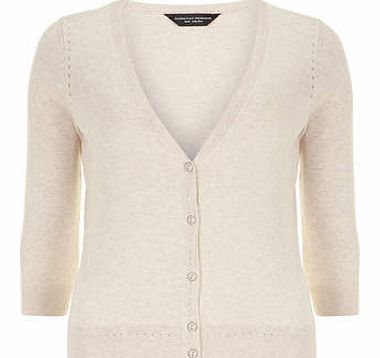 Womens Oat marl v neck cardigan- Cream DP55141182