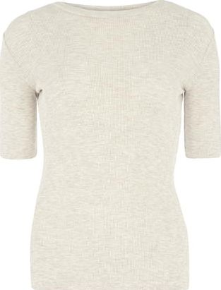 Dorothy Perkins, 1134[^]262015000707822 Womens Oat rib high neck tee- Beige DP56444682