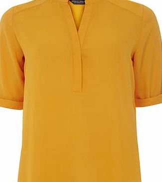 Dorothy Perkins Womens Orange Non Collar Rollsleeve Top- Orange