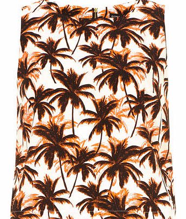 Dorothy Perkins Womens Orange Palm Crop Shell Top- Orange