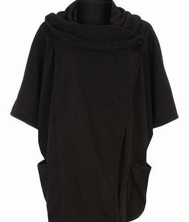 Womens Orien Love Black Wrap Asymmetric Coat-