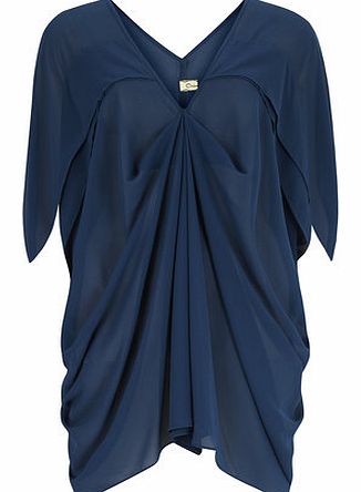 Dorothy Perkins Womens Orien Love Blue Gathered Front Tunic-