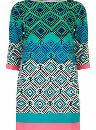 Dorothy Perkins Womens Orien Love Blue Wave Pattern Print Tunic-