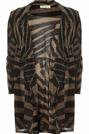 Dorothy Perkins Womens Orien Love Brown Pattern Draped Cardigan-