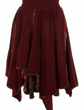 Womens Orien Love Burgundy Asymmetric Skirt- Red