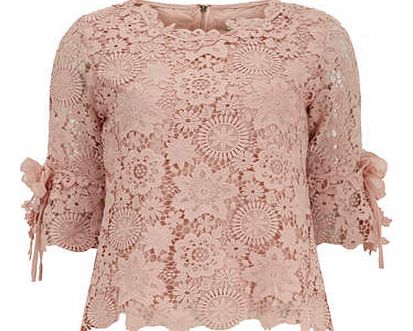 Dorothy Perkins Womens Orien Love Dusty Pink Crocheted Lace Top-