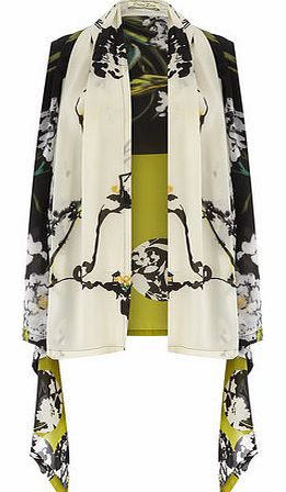Dorothy Perkins Womens Orien Love Green Floral Kimono Waistcoat-