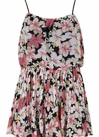 Womens Orien Love Pink Floral Pleated Tunic-