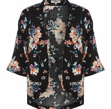 Dorothy Perkins Womens Oriental Floral Kimono- Black DP12317710