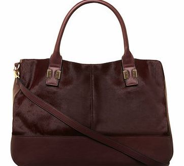 Dorothy Perkins Womens Oxblood Faux Pony Fur Tote Bag- Red