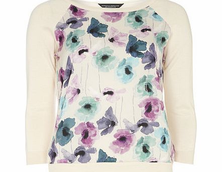 Womens Oyster Floral Woven Jumper- White