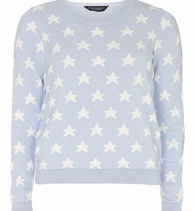 Dorothy Perkins Womens Pale Blue Star Jumper- Blue DP55309802