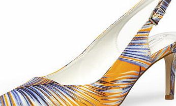 Dorothy Perkins Womens Palm print slingback court shoes- Orange