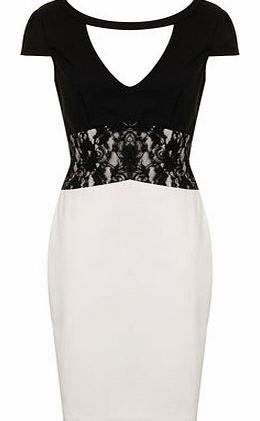 Dorothy Perkins Womens Paper Dolls Black and cream lace dress-