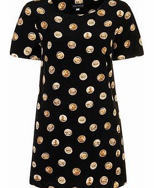 Dorothy Perkins Womens Paper Dolls Black Gold Coin Tunic Dress-