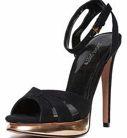 Dorothy Perkins Womens Paper Dolls Black Suede Peep Toe Sandals-