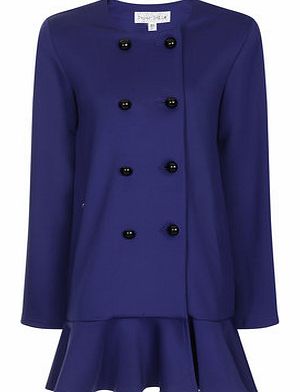 Womens Paper Dolls Blue Double Breasted Coat-
