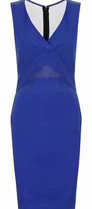 Womens Paper Dolls Blue Mesh Bodycon Dress- Blue