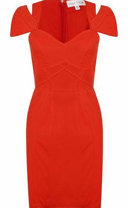 Womens Paper Dolls Cap Sleeve Bodycon Dress- Red