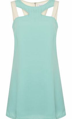 Womens Paper Dolls Cut out Shift dress- Green