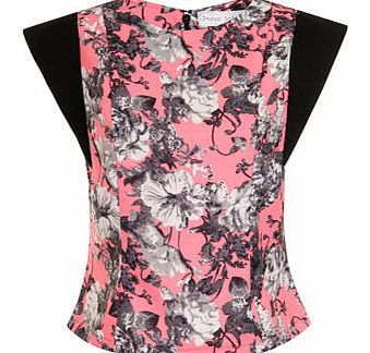 Womens Paper Dolls Floral and Black Print Top-