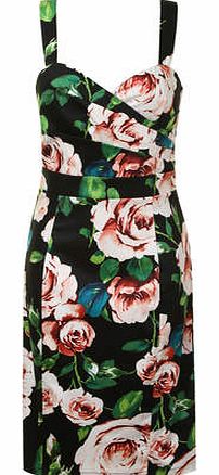 Womens Paper Dolls Floral Pleated Bodycon Dress-