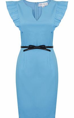 Dorothy Perkins Womens Paper Dolls Frill Bodycon Dress- Blue