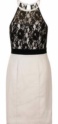 Dorothy Perkins Womens Paper Dolls Lace Halter Dress- Black