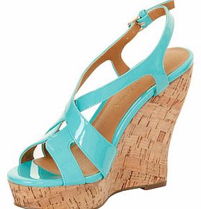 Dorothy Perkins Womens Paper Dolls Mint Patent Cork Wedges-