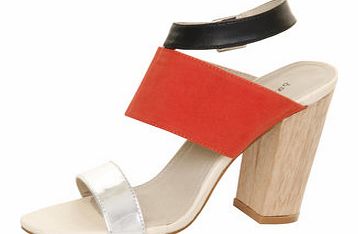 Dorothy Perkins Womens Paper Dolls Peep Toe Wooden Heels- Red