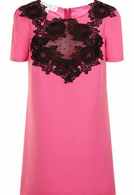 Womens Paper Dolls Pink and Black Lace Shift