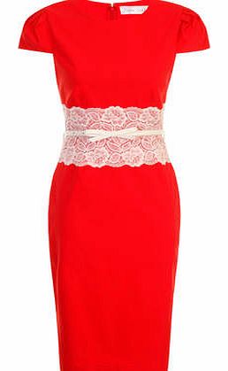 Dorothy Perkins Womens Paper Dolls Tomato and Cream Lace Dress-