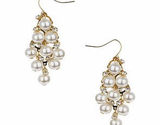 Dorothy Perkins Womens Pearl And Rhinestone Earring- Cream
