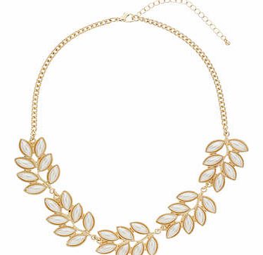 Dorothy Perkins Womens Pearl Leaf Necklace- Gold DP49814360