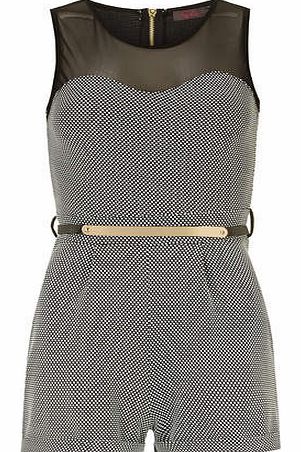 Dorothy Perkins Womens Petals Black White Mesh Top Playsuit-