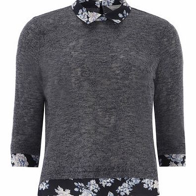 Dorothy Perkins Womens Petite 2 in 1 collar jersey knit top-