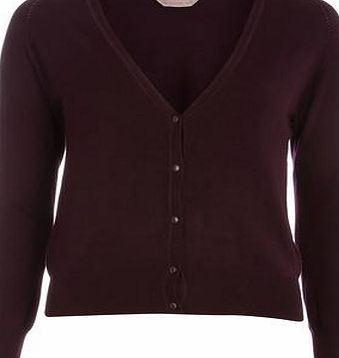 Dorothy Perkins Womens Petite berry v neck cardigan- Berry